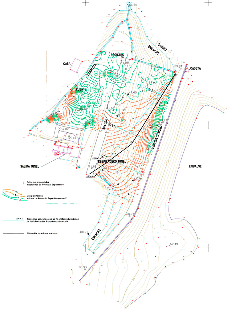Spontaneous potential for dam