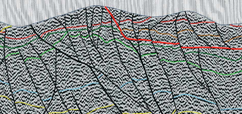 Seismic section of reflection